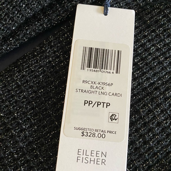 Eileen Fisher Merino Sparkle Long Cardigan Black Size PP NWT - Picture 8 of 9
